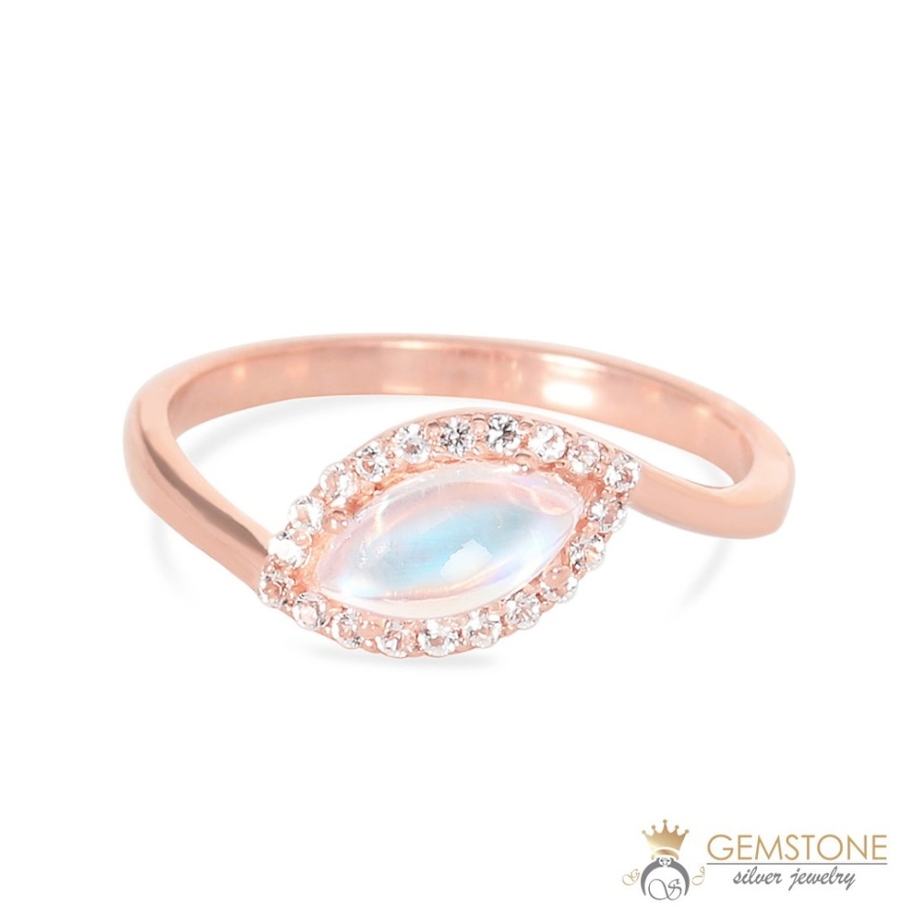 14Kt Rose Gold Moonstone Ring Chatoyant